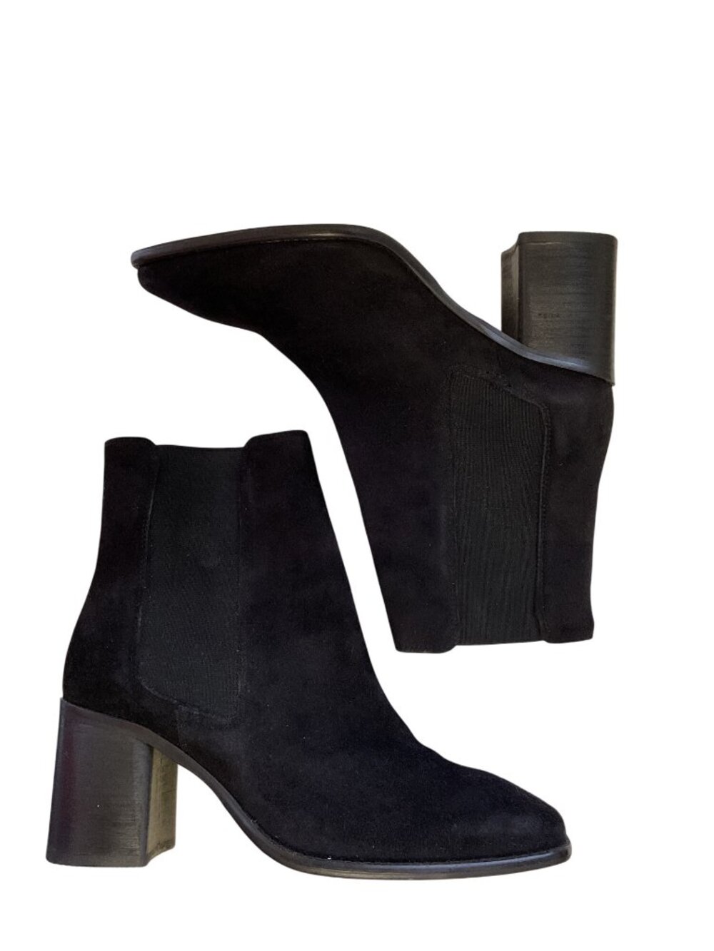 ASOS Suede Chelsea Boots Women’s Black Size 9 Square Toe Block Heel
